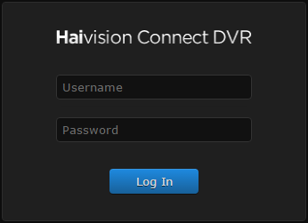 Haivision Connect DVR Login Screen