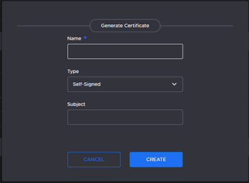 Generate Certificate dialog
