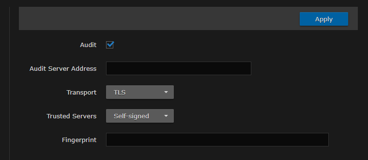 Audit Settings (TLS Enabled)