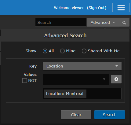 Advanced Search Dialog