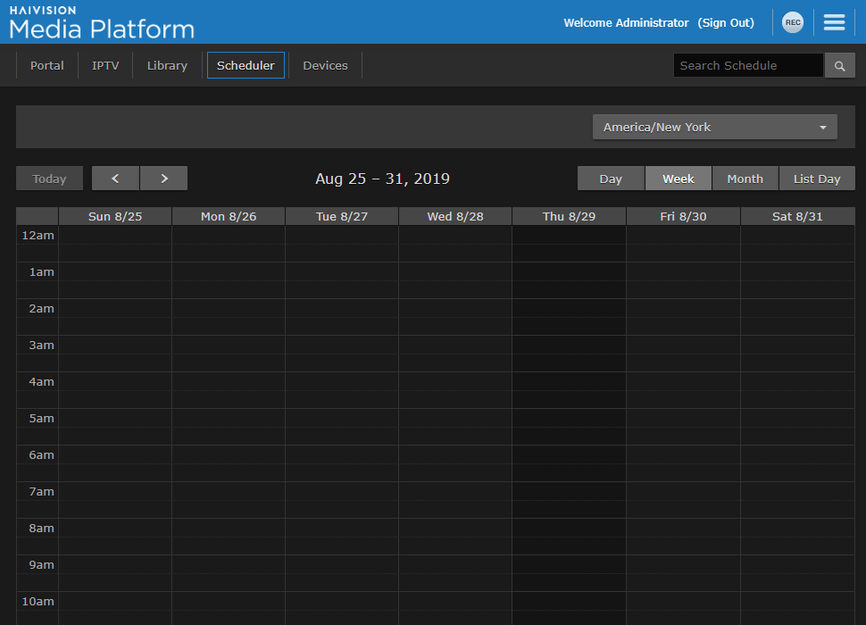 Scheduling Screen