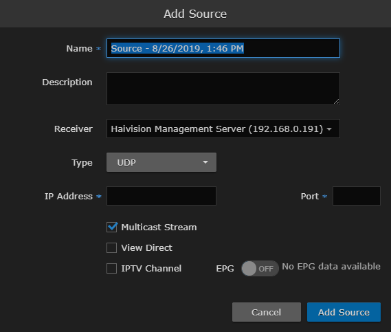 Add Source dialog