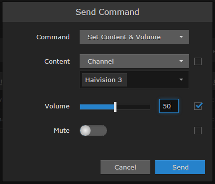 Send Command Volume Slider