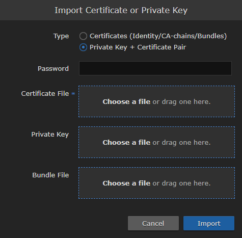 Private Key and Certificate Pair Checkbox