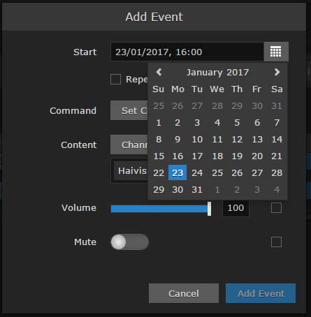 Add Event Calendar Drop-down