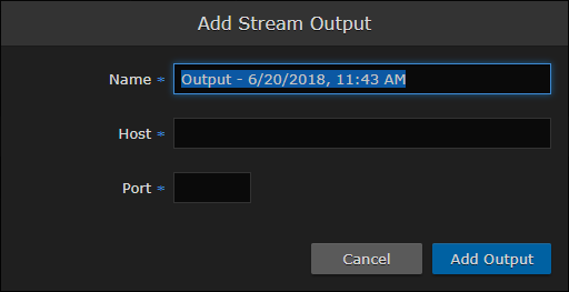 Add Stream Output Dialog