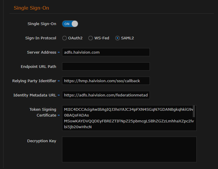 Single Sign-On Configuration