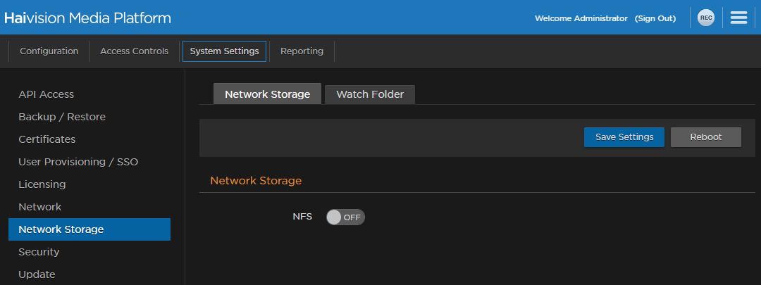 Network Storage Pane