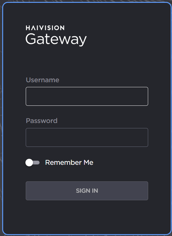 Media Gateway sign in screen