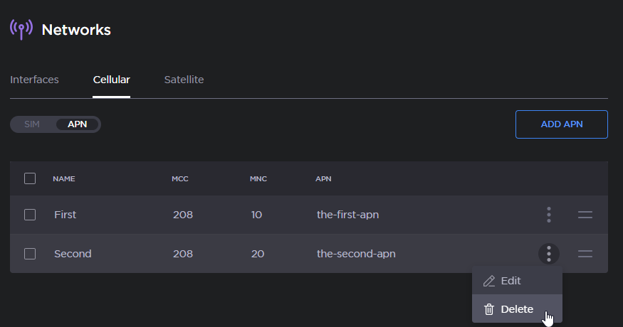 Delete APN
