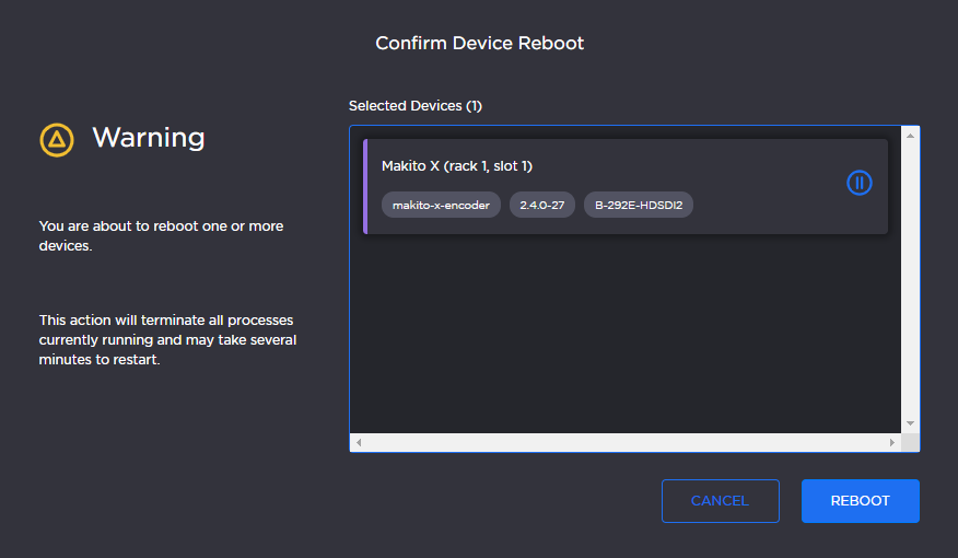 Device Reboot Confirmation