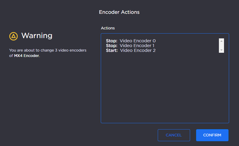 Encoder Actions Confirmation