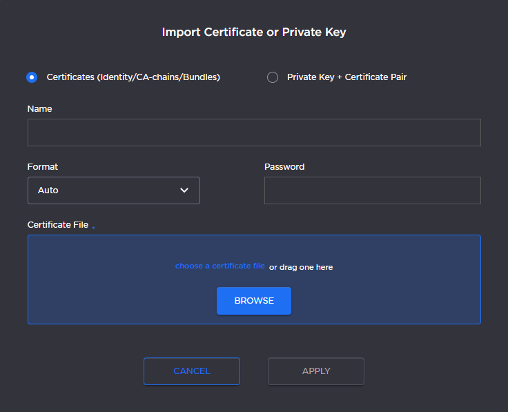 Importing and Activating a Certificate (CRT)