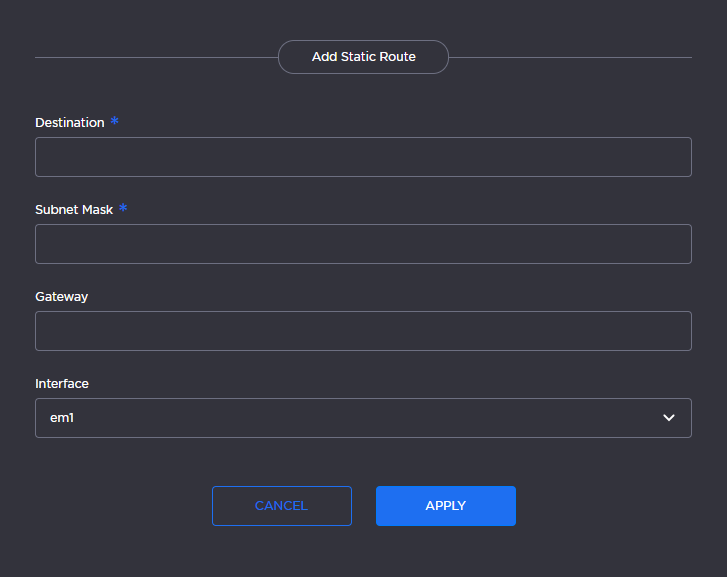 Add Static Route Dialog