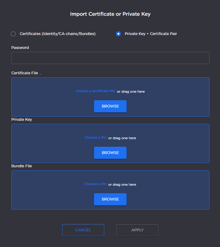 Import Private Key Dialog