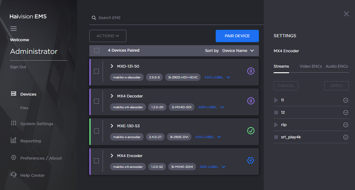 Stream Settings Pane