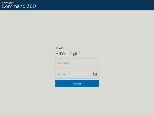 Initial Site Login Screen