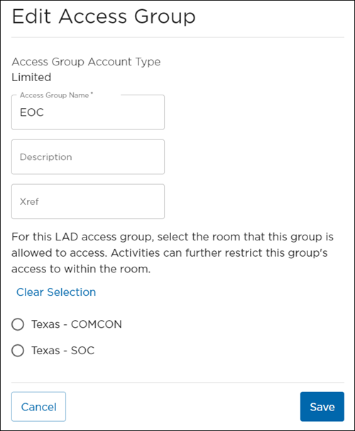 Edit LAD Access Groups