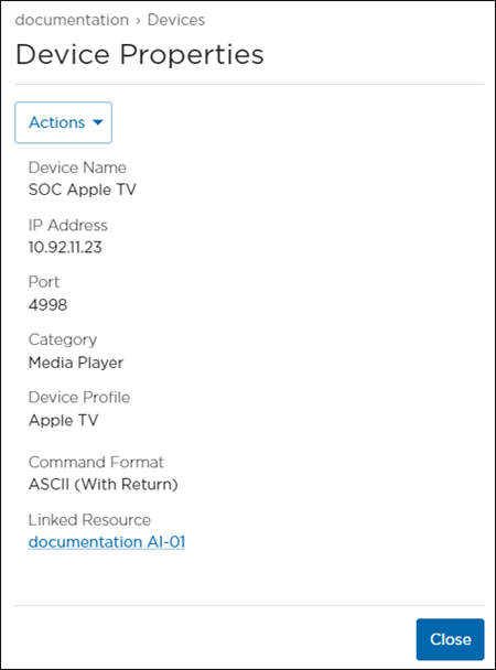 Device Properties Panel