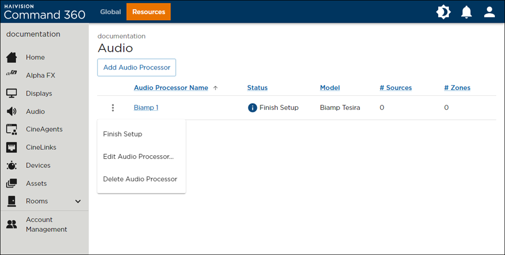 Audio Processor Options