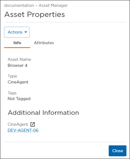 Asset Info Tab