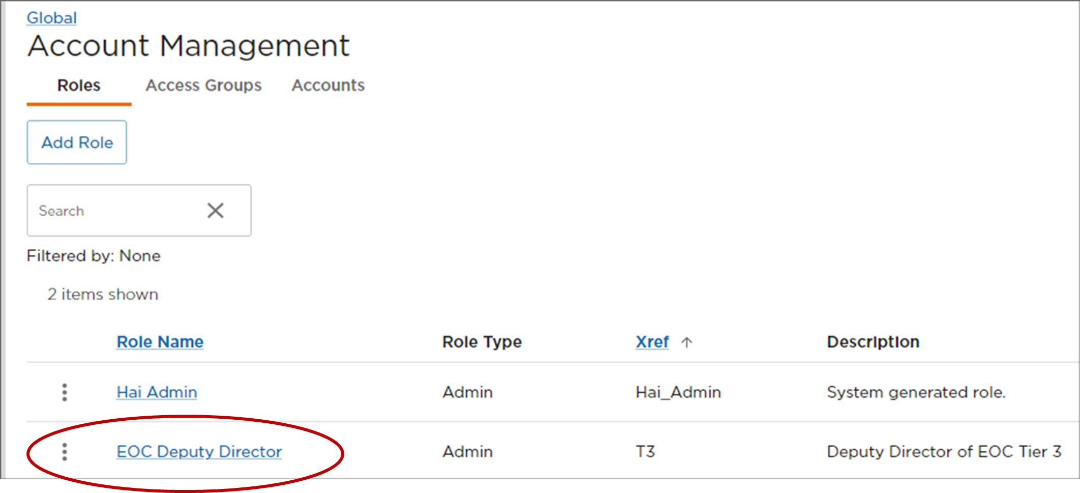 New Role in Account Management Table