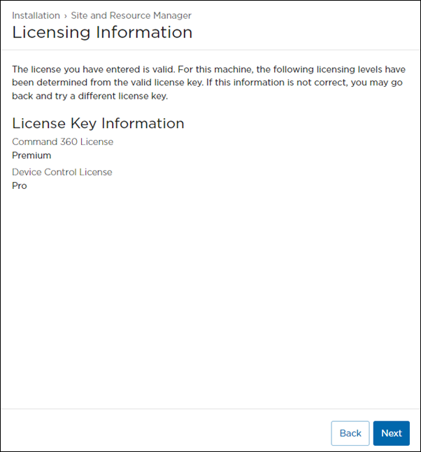 License Information Screen with Validated License Key Details
