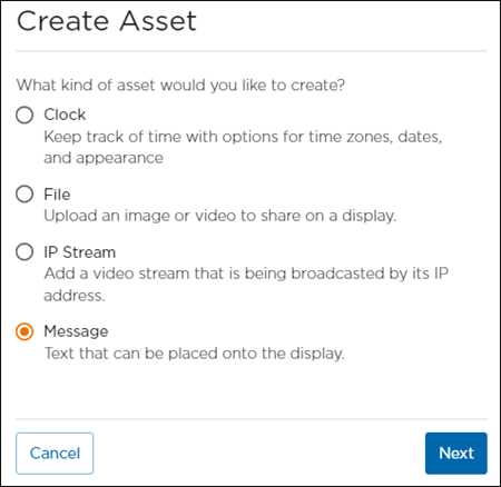 Create Asset Panel