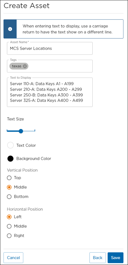 Message Asset Details