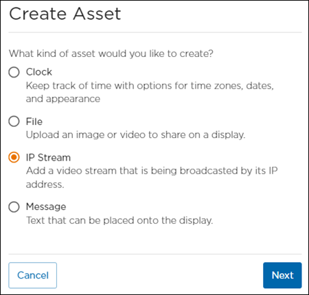 Create Asset Panel