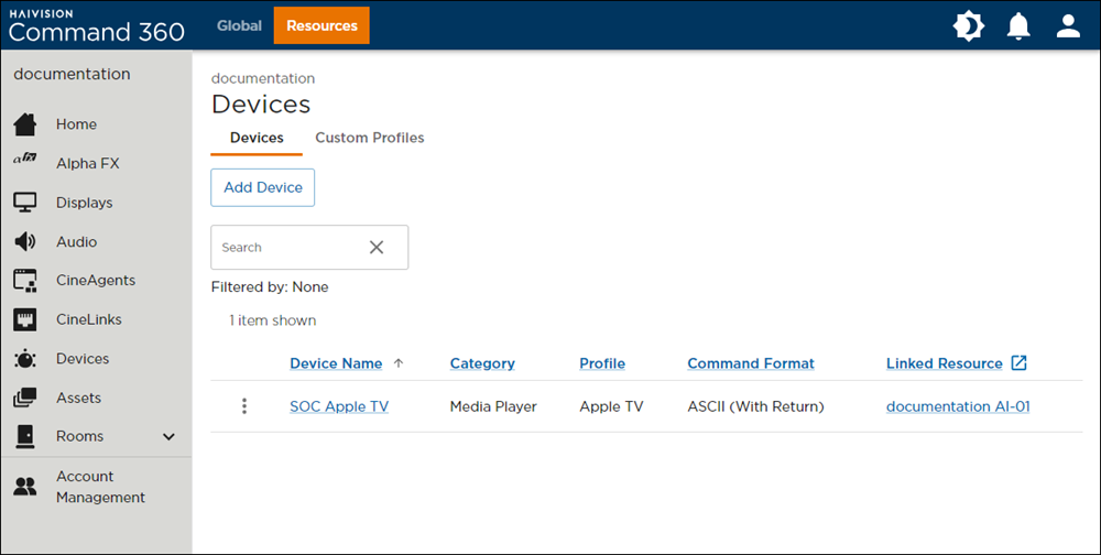 Device Summary Table