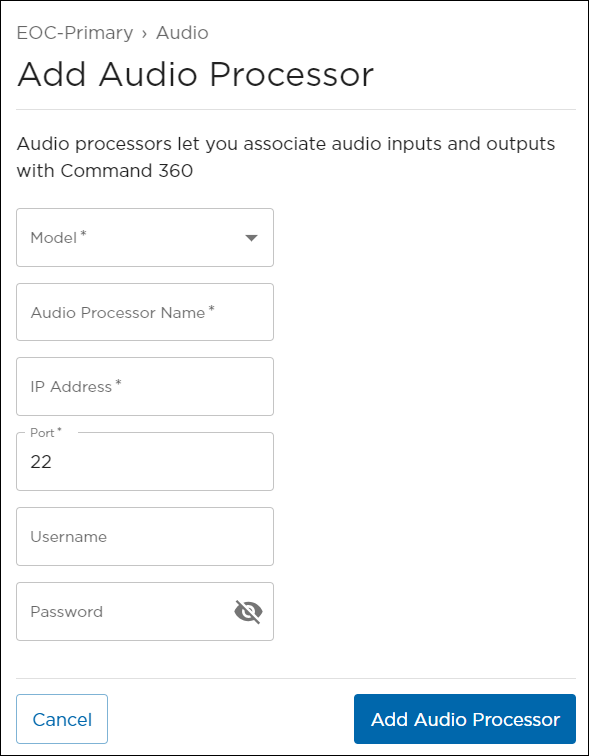 Add Audio Processor Panel