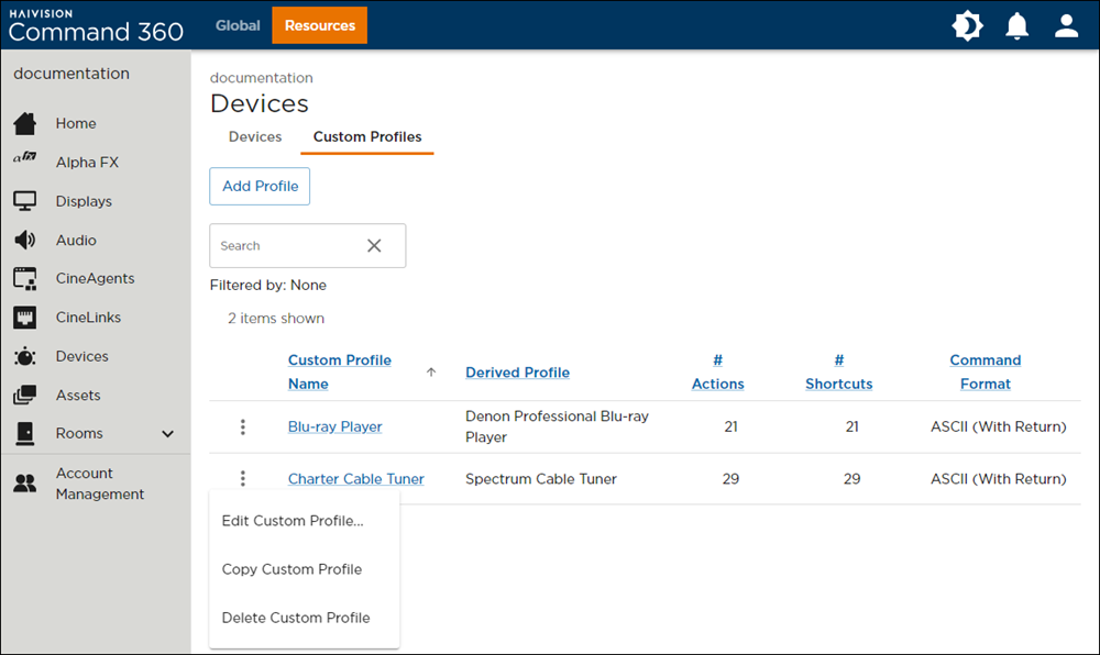 Custom Profile Options