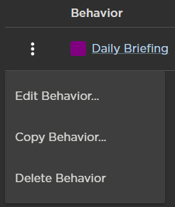 Behavior Options Menu