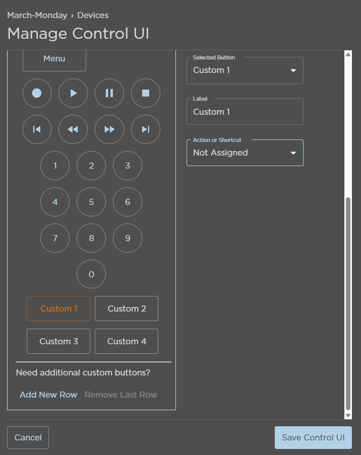 Manage Control UI