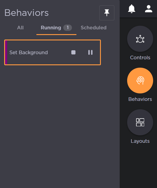 Running Tab in Behaviors Panel