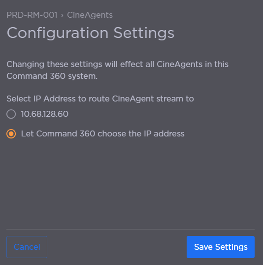 CineAgent Configuration Settings