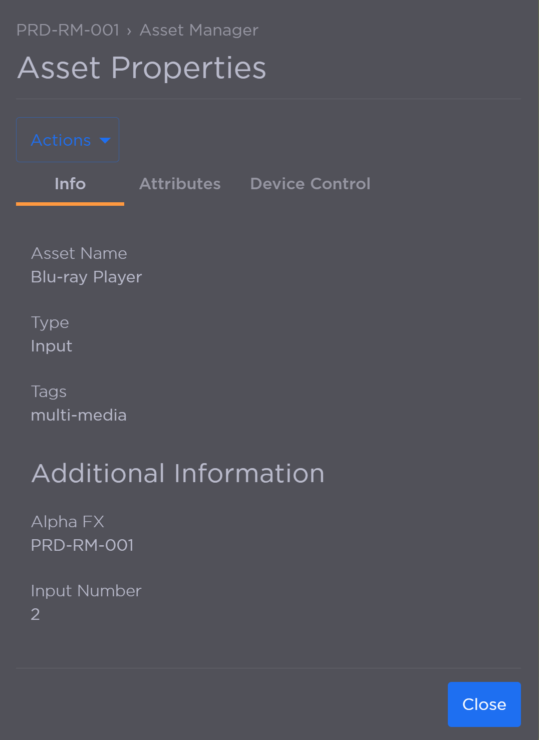 Input Asset Info