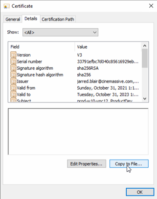 Copy Certificate Details