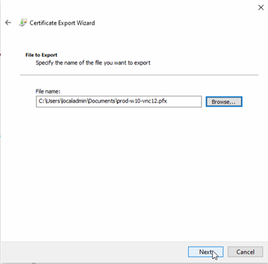 Browse Certificate File Name