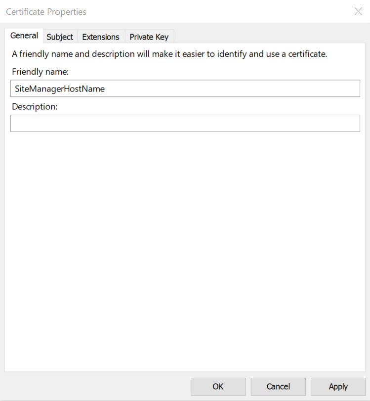 Certificate Properties General Fields