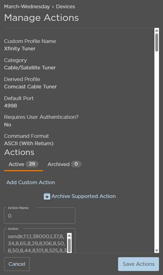 Manage Actions