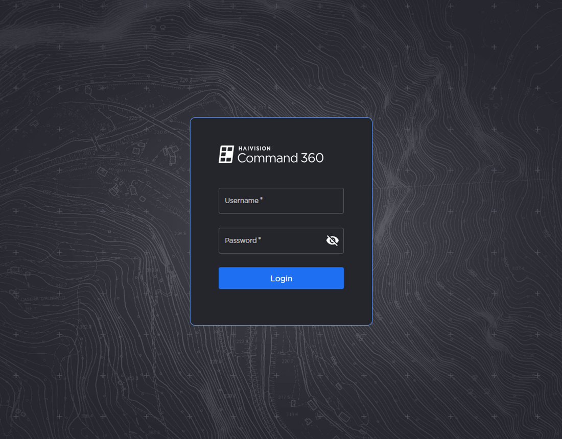 Command 360 Site Login Screen
