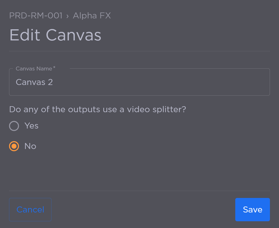 Edit Canvas Options