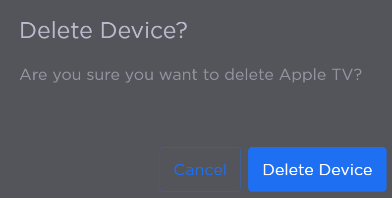 Delete Device Confirmation Prompt