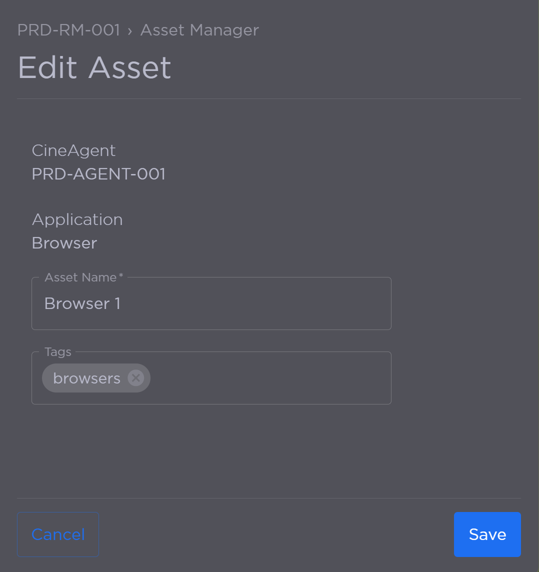 Edit Browser Asset Fields