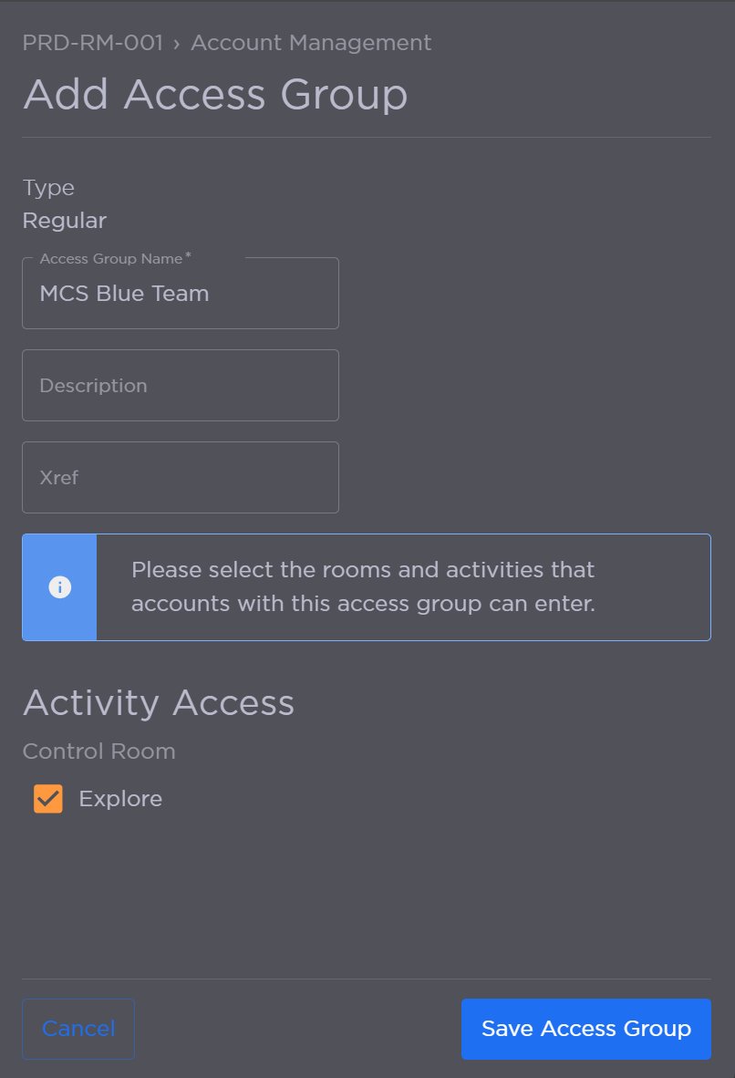 Access Group Info Fields
