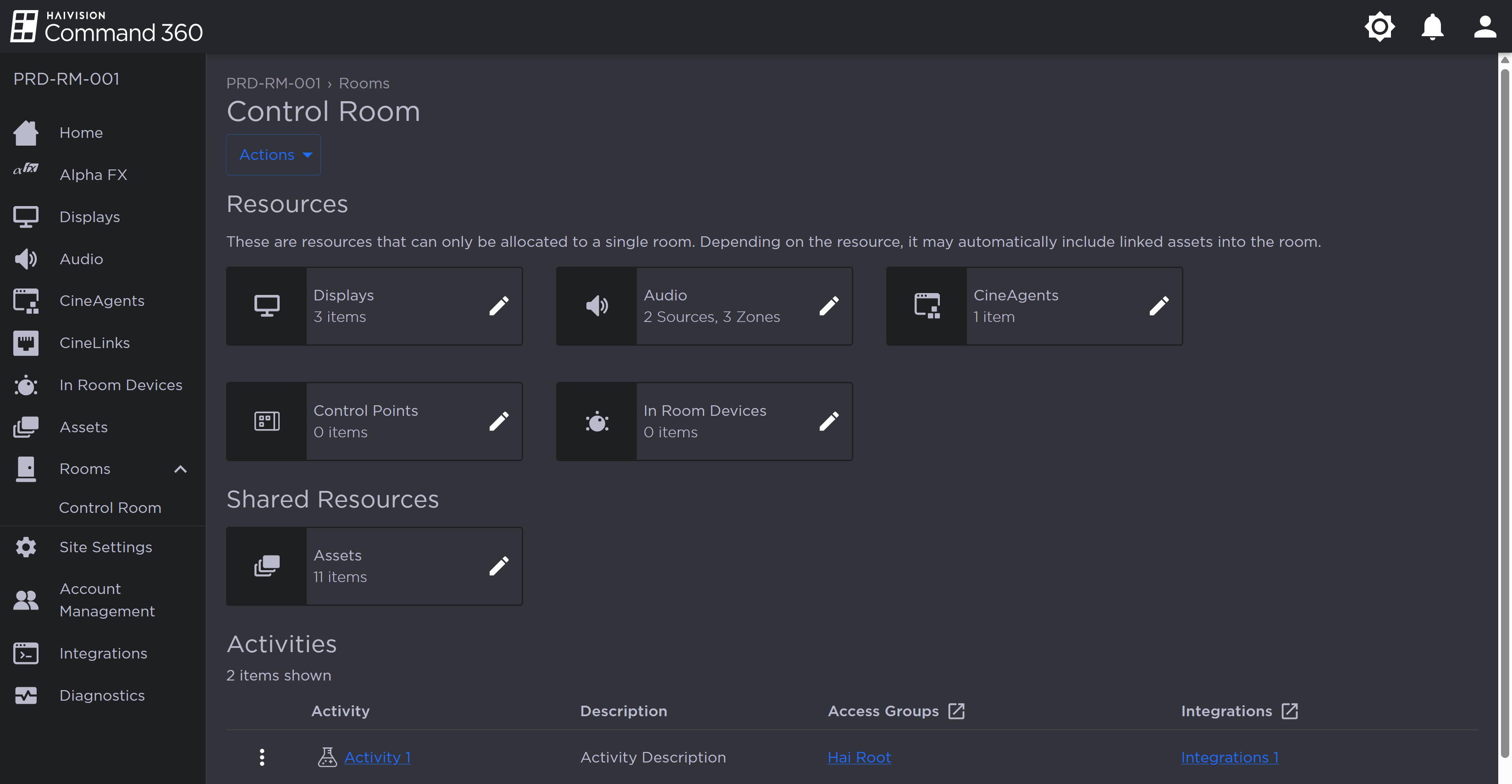 Room Resources and Activities