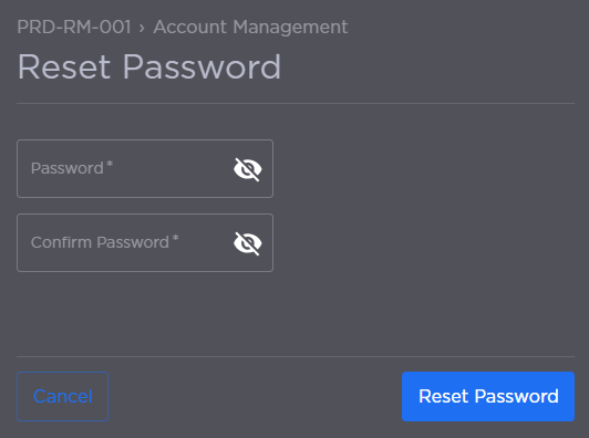 Reset Password Panel