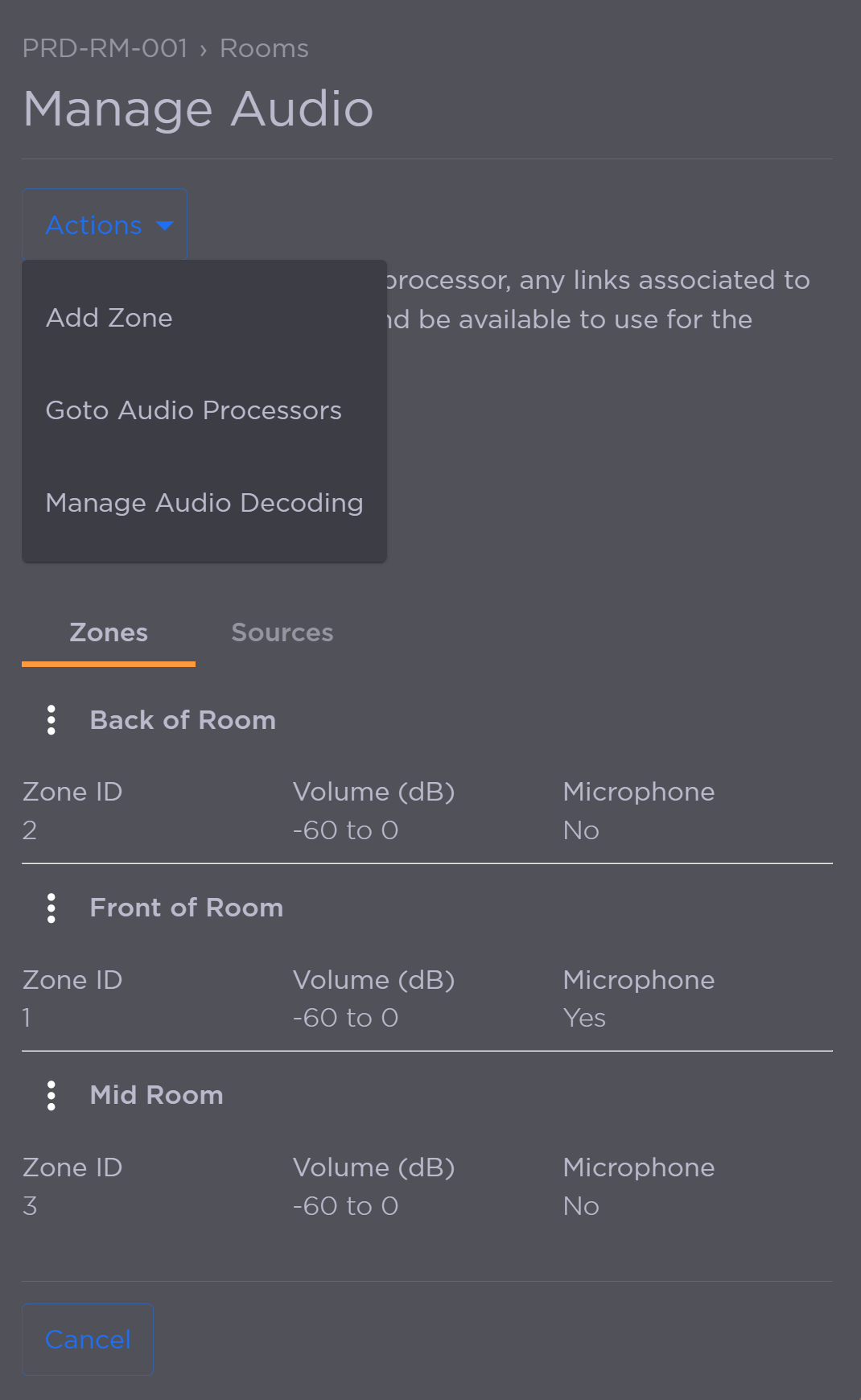 Manage Audio Panel